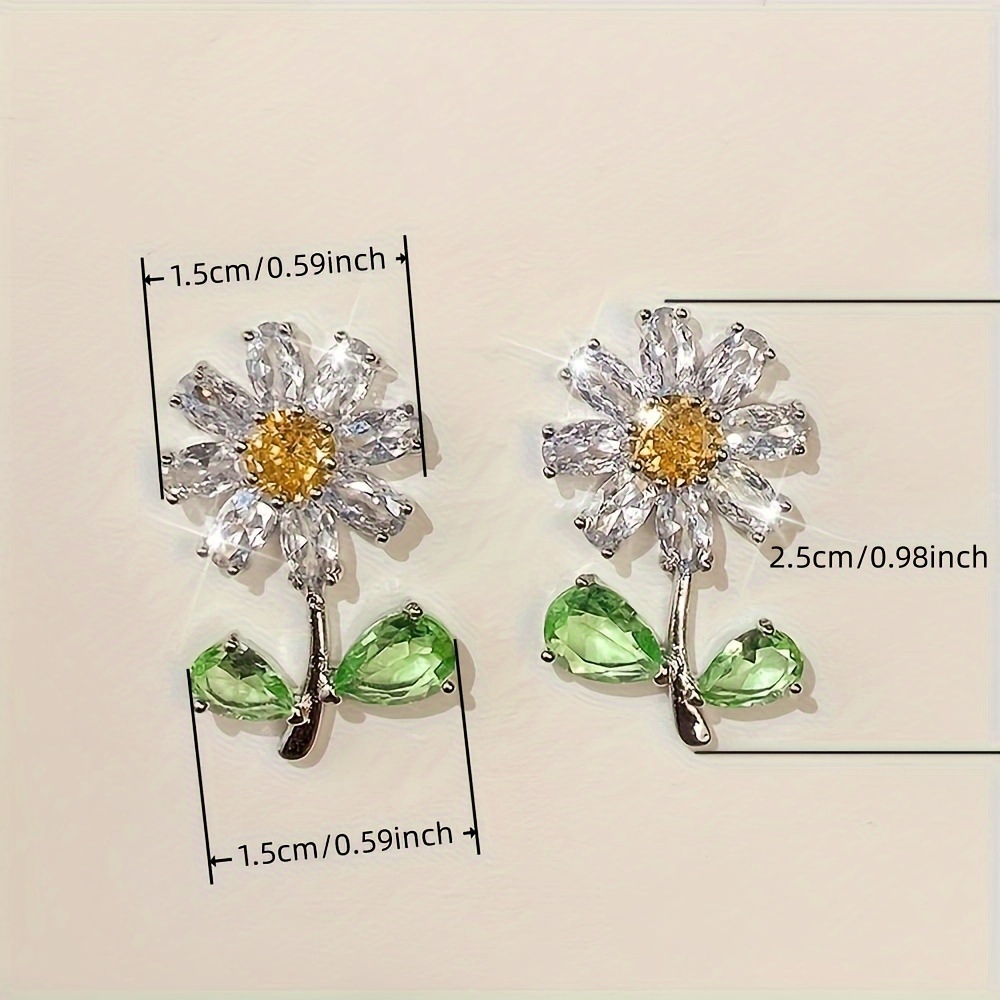 Yellow Synthetic Gemstone Flower Stud Earrings